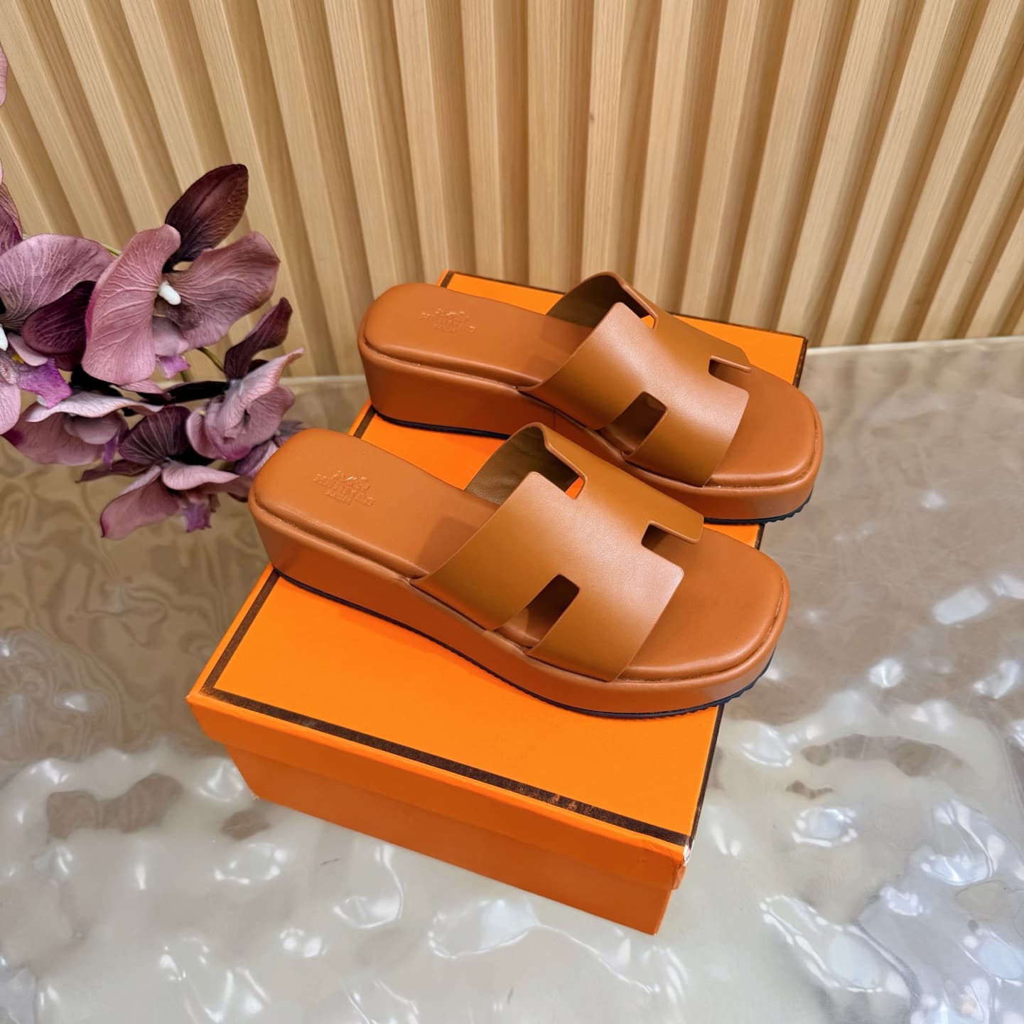 Hermès Hermès Hermès classic waterproof platform heeled platform sandals Extremely retro design Rich