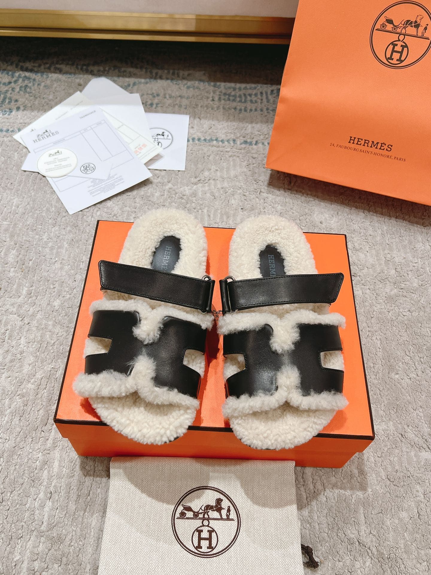 Hermès Herme Fall/WinterNew ArrivalSecond uncle Mao Tuoquan The first pair of shoes in autumn is definitely cute slippers